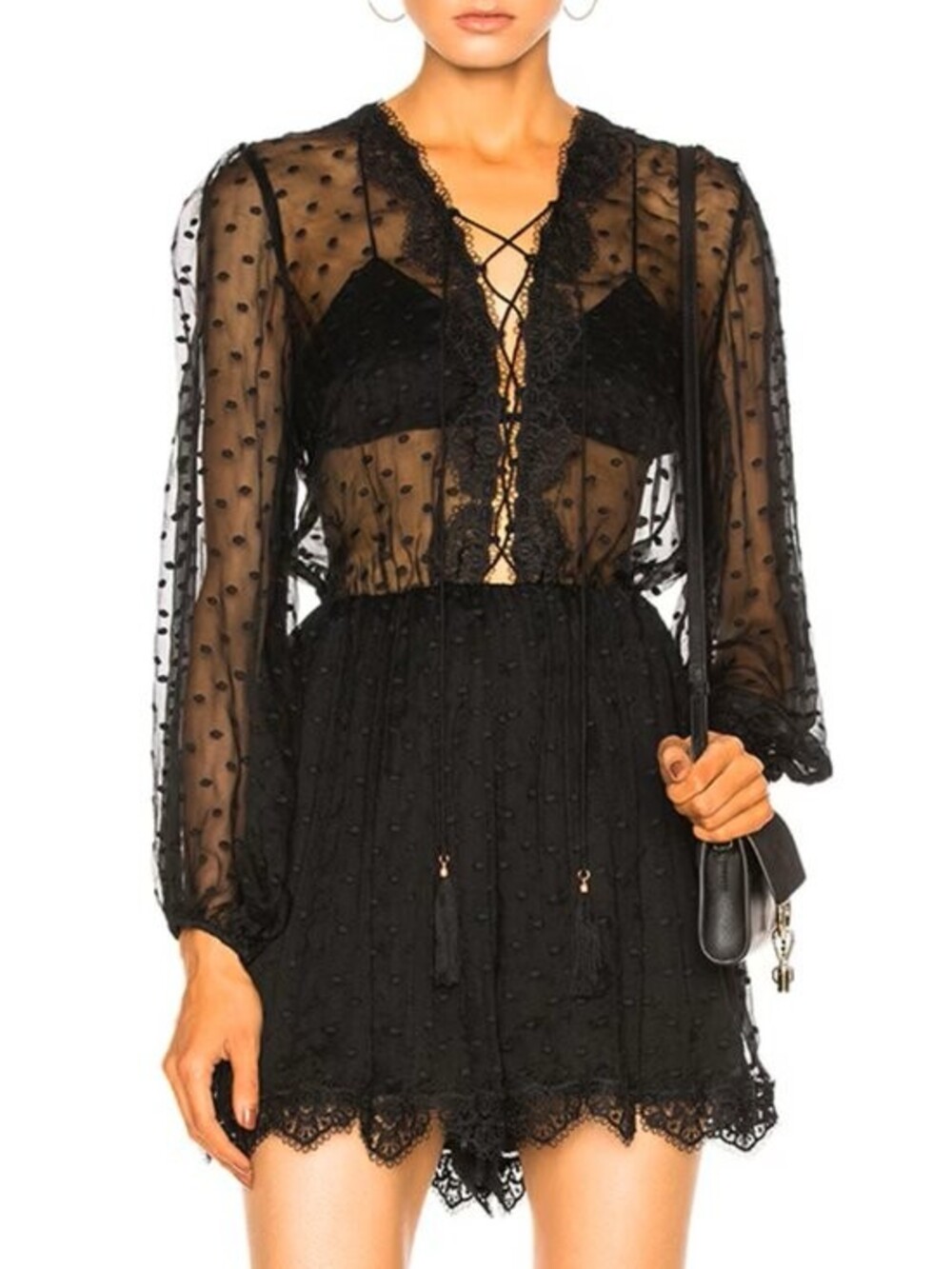 Zimmermann Oleander Lattice Romper Playsuit Black Noir Size 0 XS